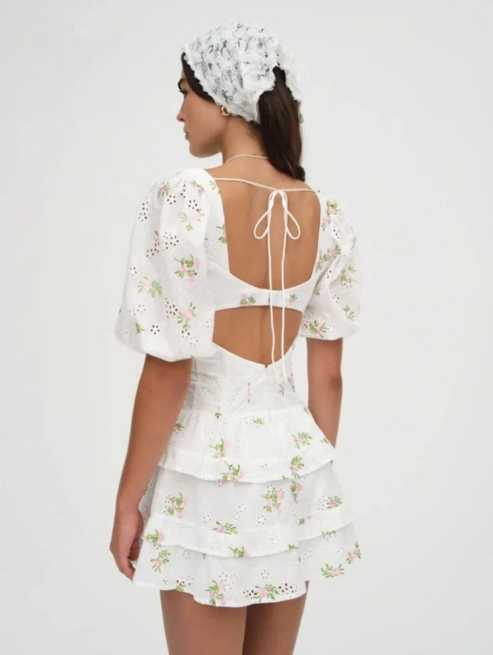 For Love & Lemons Kinsley Eyelet Mini Dress Sz M - Picture 3 of 12